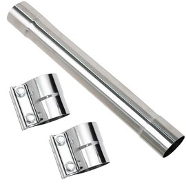 3 Inch Exhaust Pipe T304 Stainless Steel Exhaust Straight Tubing,Tailpipe 3"ID Length17.3",3"Exhaust Clamp 2ps, Butt Joint Band Sleeve Coupler,Universal Connector Adapter Tubo