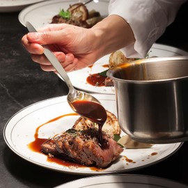 CURISEW Silver Stainless Steel 2 Tbsp Chef Spoon, 9 inch Big Spoon, Sauce Spoon Chef Kunz Spoon, Basting Spoon, Quenelle Spoon, Plating Spoons, Serving Spoons Stainless Steel, Comically Large Spoon