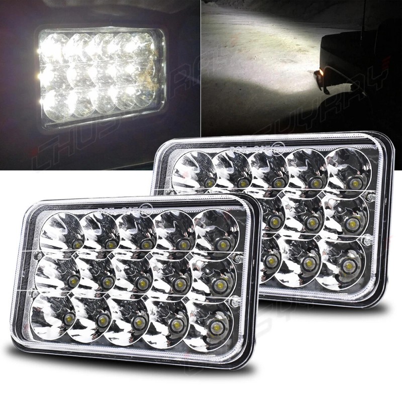 CHUSYYRAY 4x 4x6 Hi-Lo LED Headlights For 1981 1982 1983