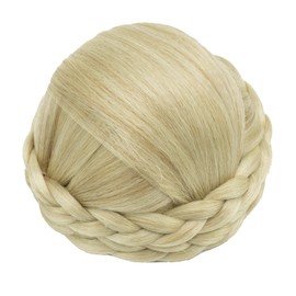 IMISSU Small Size Hair Bun Wigs Updo Hairstyles Braided Chignon Dancer Hair Covers Doughnut Hairpiece Scrunchie (Dirty Blonde)