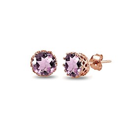 Rose Gold Flashed Sterling Silver Simulated Alexandrite Crown Stud Earrings