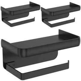 3PCS Toilet Roll Holder Space Aluminum Black Paper Shelf Modern Non-Fade Toilet Rack Simple Paper Roll Holder for Home Bathroom