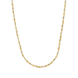 Ritastephens 14k Gold Yellow and White Two Tone Singapore Chain Necklace 1.35 mm 16 Inches