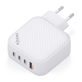 AISENS ASCH-100W4P028-W GAN Charger, 100W, 3 x USB-C PD3.0 QC4.0, 1 x USB-A QC3.0, White