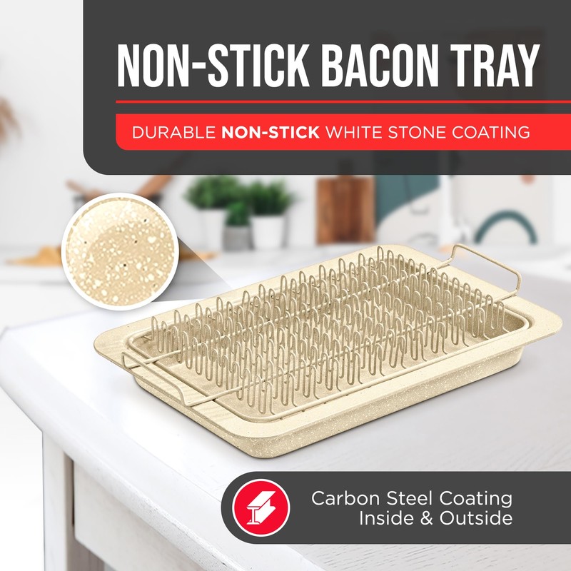 Bacon Tray - 2-Piece Set – Marble Coating - Durable,