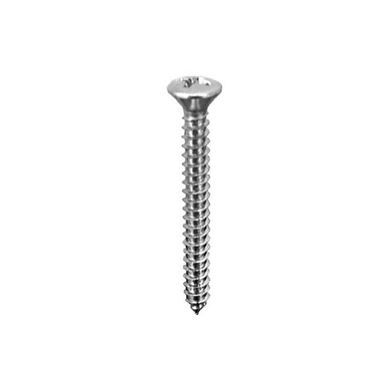 100 #8 X 1-1/2" Phillips Oval Head Tapping Screw Chrome