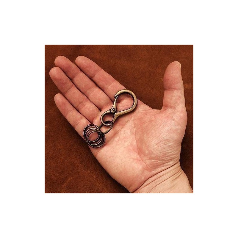 BRASS STORE Carabiner Keychain with Antique Double Ring (Bronze Medium)