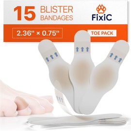 Fixic Blister Bandages for Feet - 15 PCS Pack - Hydrocolloid Bandages for Blister Prevention & Healing - Ideal Blister Pads Heel Protectors for Shoes - Soft Feet, Finger Bandages for Blister Healing!
