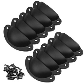 Transino Retro Vintage Kitchen Cabinet Knobs 10 Pieces Cupboard Door Drawer Pull Handles Metal Cup Knobs with Screws Black