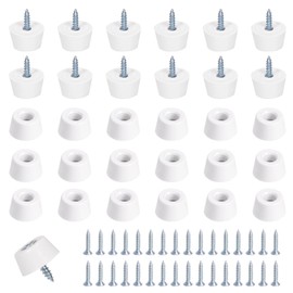 Glarks 30 Sets White Cutting Board Rubber Feet Set Includes 30pcs Non Slip Rubber Feet Bumpers with 32pcs Stainless Steel Screws for Furniture Electronics Kitchen Appliances