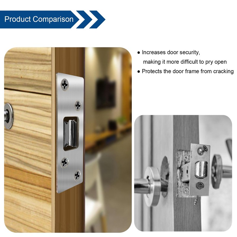 2 Pack Deadbolt Strike Plate Door Backplate, High Security, 1-1/4