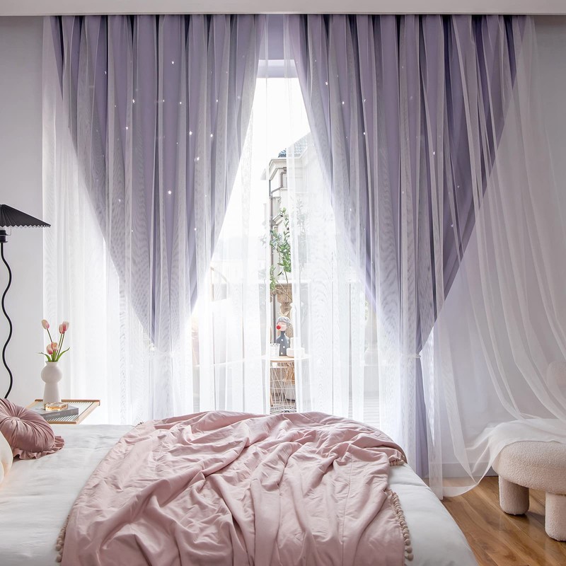 Loyala Stars Double Layer Blackout Curtains - Kids & Bedroom,