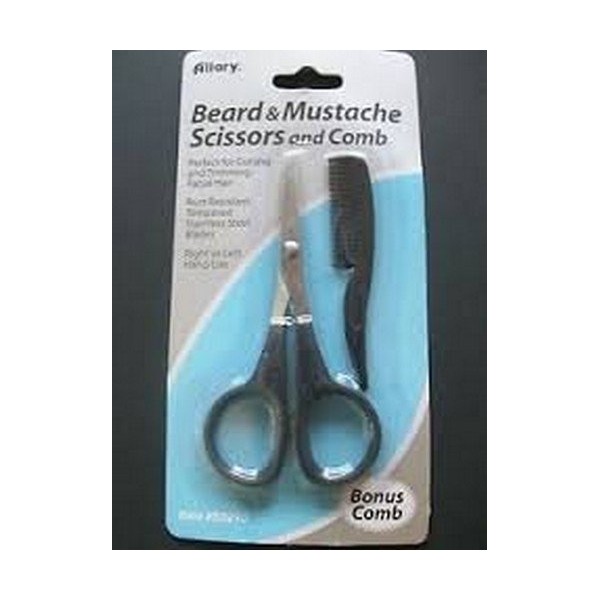 Allary Allary Men's Beard & Mustache Scissors and Mini Comb Trimming Kit (Pack of 3)