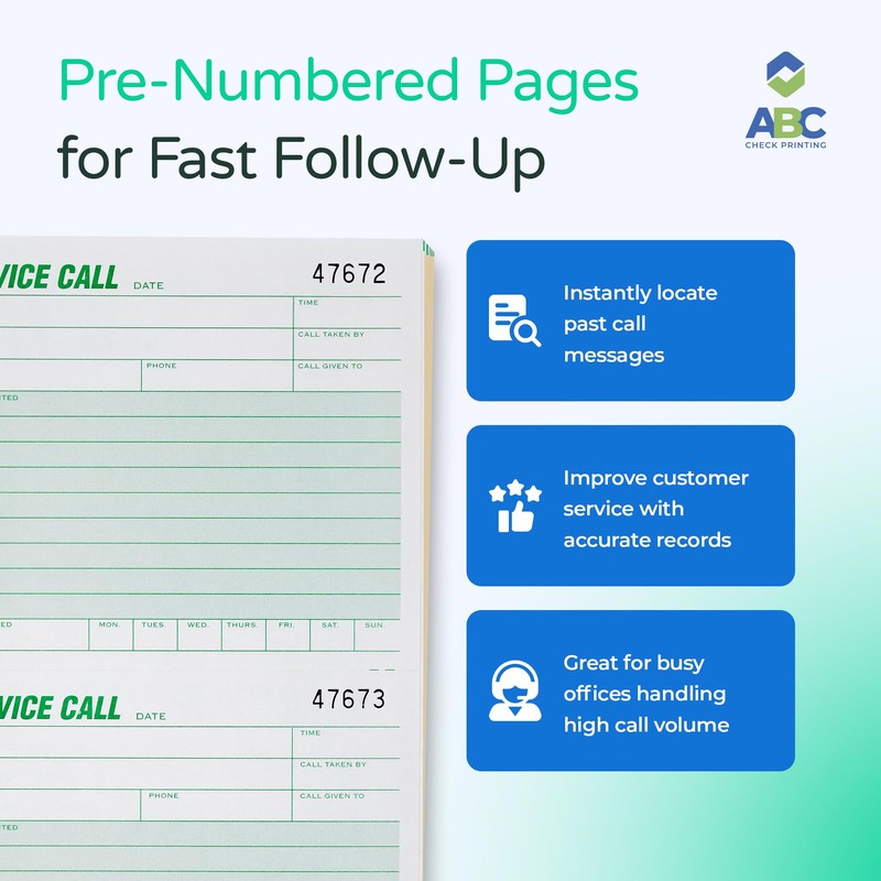 ABC Phone Call Log Book for Office & Businesses -