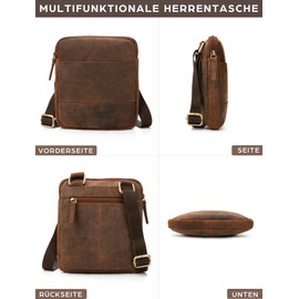 LEABAGS Leather Shoulder Bag Men's - Messenger Bag Men's Handbag, Vintage Genuine Leather Crossbody Bag Men, Handbags Work Bag Carry Bag, Shoulder Bag for Men, vintage auburn xs, Casual, classic,