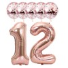 Rose Gold 12 Foil Balloons 40" Jumbo Foil Balloons Confetti