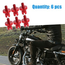 A ABSOPRO Motorcycle Brake Clutch Cable Line Adjuster Screw M8 Red (Set of 6)