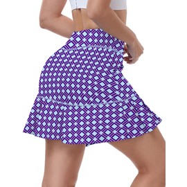 WOWENY Women's Athletic Tennis Skorts Summer Skirts for Women Running Golf Pickleball Skort Active Wear with Pockets(Argyle Pattern,2XL)
