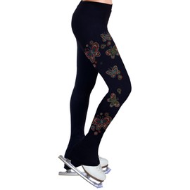 NY2 SPORTSWEAR Figure Skating Practice Pants with Rhinestones R207 - Adult Sizes- (Adult Extra Large) Black
