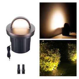 Varmtalys Landscape Well Lights, LED Low Voltage Ground Lights Outdoor, 12V IP67 Waterproof, Anti-Glare Wired Aluminum ORB for Outside Path Tree Walkway 6W 420LM