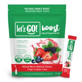 Let'z Go Clean Energy Drink Mix [Healthy Caffeine] Energy Drink Powder With Natural Caffeine Packets, High in Vitamins C + D, Electrolytes for Hydration | Sugar Free | No Calories | Pre Workout Powder | Anytime Energy | Daily Fuel With No Crash Or Jitter