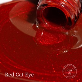 MAYCHAO 15ML Cat Eye Gel Nail Polish 1Pc Red Gel Polish with Magnet Soak off Holographic Magnetic Nail Polish for Nail Art Manicure Salon DIY at Home, 0.5 OZ