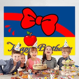 White Girls Princess Birthday Decorations,Girls Princess Happy Birthday Banner Backdrop for Kids Party Supplies (5x3ft)