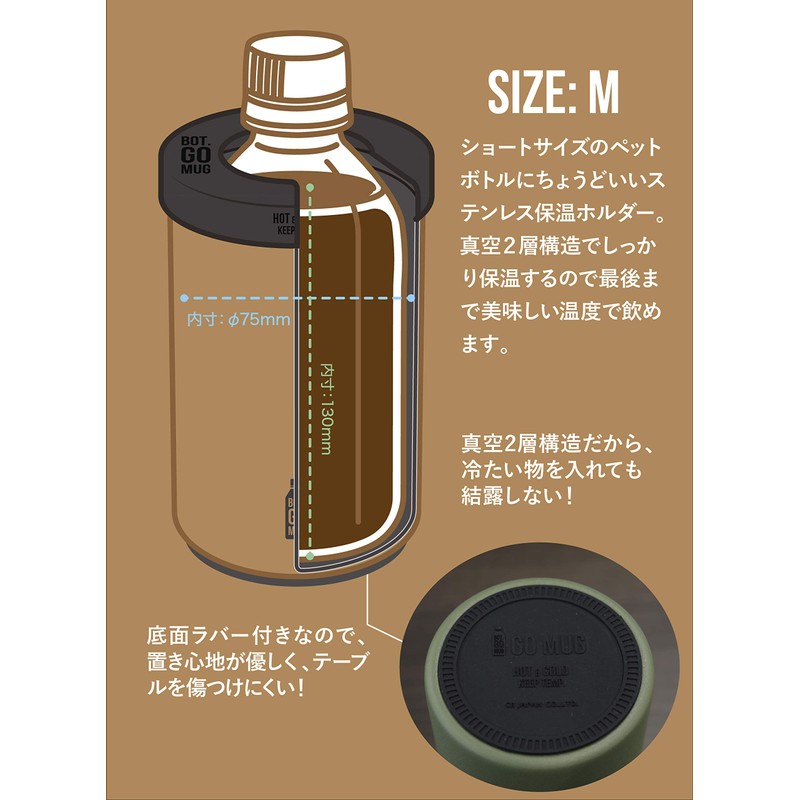 CBJAPAN BOT GOMUG Plastic Bottle Holder, Gray, Medium, Heat Retention,