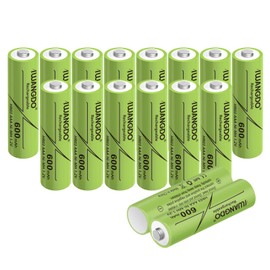 IWANGDO AAA 600mAh HR03 16pcs Ni-MH Rechargeable Batteries Pre-Charged for Outdoor Garden Solar Lights, Pack of 16
