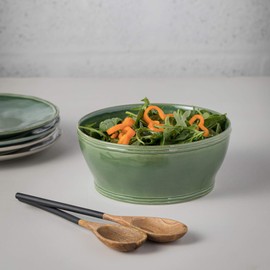 Casafina Ceramic Stoneware 9.5" x 4", 98 oz Serving Bowl - Fontana Collection, Forest Green | Microwave & Dishwasher Safe Dinnerware | Food Safe Glazing | Restaurant Quality Serveware