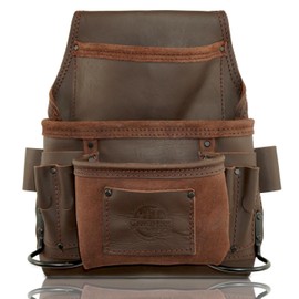 Graintex OS2335 :: 9 Pocket Nail & Tool Pouch Top grain oil tanned Oil Tanned Leather for Framers, Constructors, Electricians, Plumbers, Handyman