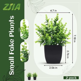 ZJIA 2 Pack Small Fake Plants Black Bathroom Accessories for Home Bedroom Bathroom Kitchen Decor | ZJIA