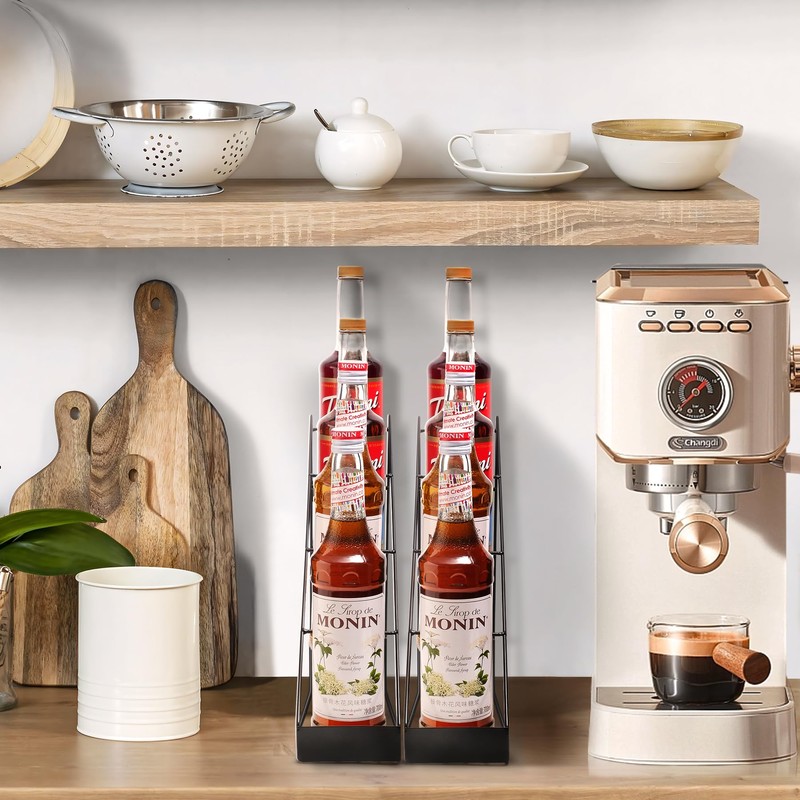 mustry Coffee Syrup Rack for Coffee Bar Accessories, Coffee Syrup
