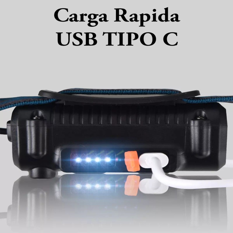 Headlamp Lampara Minera Luz Led Patrulla Sensor Recargable Linterna