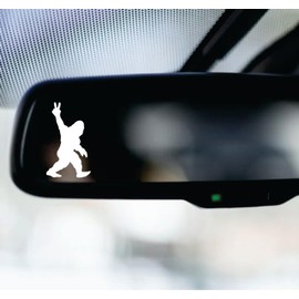 Tiny Sasquatch V2 Car Decal Rearview Mirror Sunvisor Mini Bumper Sticker Vinyl Quote Decor Truck Window Windshield JDM Trendy Funny Meme Automobile Accessories Men Girls Cute (Black)
