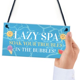 RED OCEAN Novelty Lazy Spa Hanging Decor Sign Hot Tub Decor Signs For Your Home Garden