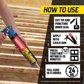 Loctite PL Premium Polyurethane Construction Adhesive, Versatile Construction Glue for Wood, Concrete, Metal & More - 28 fl oz Cartridge, Pack of 1