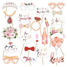 Pack of 23 Wedding Photo Box Accessories, Props for Bridesmaids and Hen Party, Rose Gold Wedding Decoration, Party Decoration, Table Decoration, Wedding