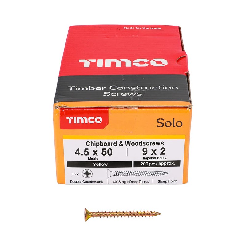 TIMCO Solo Chipboard & Woodscrews - Gold - 4.5 x