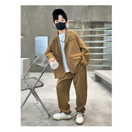 TYYRBMG DYH014 Boy's Formal Suit, Long Sleeve, 2-Piece Set, Jacket, Pants, School Entrance Ceremonies, Recitals, Weddings, Shichi-Go-San 47.2 - 66.9 inches (120 - 170 cm), Braun