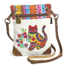 Women's Laurel Burch Maya Cat Small Crossbody BEIGE MULTI NS
