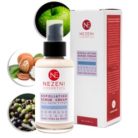 Nezeni Physical Face Scrub for Normal, Oily and Combination Skin, 100 ml, 5 Active Ingredients, Vegan, Low Content
