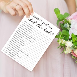 bxtala Bridal Shower Game Cards, Twenty Questions About The Bride, Wedding Games for Guests, 30 Game Cards, Engagement Wedding Party Supplies