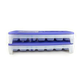 TUPPERWARE Gefrier-Behälter Eiswürfler (2) Eiswürfel-Behälter + Deckel lila blau