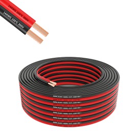 14 Gauge 2 Conductor Flexible Parallel Electrical Wire 25ft Red Black Low Voltage PVC Cord 14/2 AWG Stranded Oxygen Free Copper Cable for Automotive Solar Panel Led Strip Lighting Marine Battery.