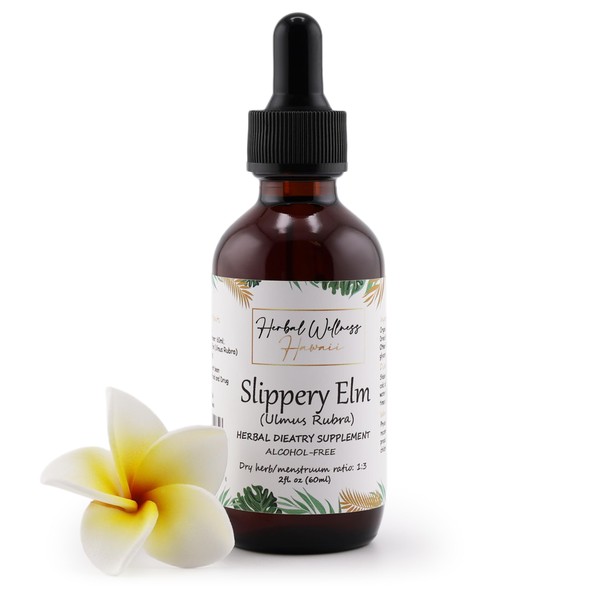 Herbal Wellness Hawaii Slippery Elm (Ulmus Rubra) Dried Bark Alcohol-Free