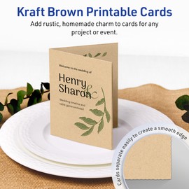 Avery Printable Rectangle Quarter Fold Greeting Cards, 4.25" x 5.5", Kraft Brown Cardstock, Laser/Inkjet, 25 Total, Great for Thank You Cards, Event Invitations, and More