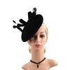 Bubbmi Women Black Velvet Fascinator Hat, Celebrity Lady Velour Feather