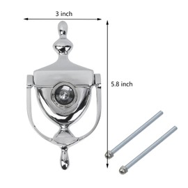 Pastlla Antique Door Knocker and Viewer, 180-Degree View Angle Door Knocker, 5.8 Inch Height Knocker Door Hardware Door Knockers Home (Silver)