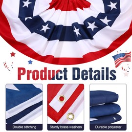 Tegeme 5 Pcs American Flags Bunting 3 x 6 ft USA Patriotic Half Fan Bunting Flag Outdoor 4th of July Pleated Fan Flags Banners for Independence Day Memorial Day Outside Porch Garden Yard Decorations